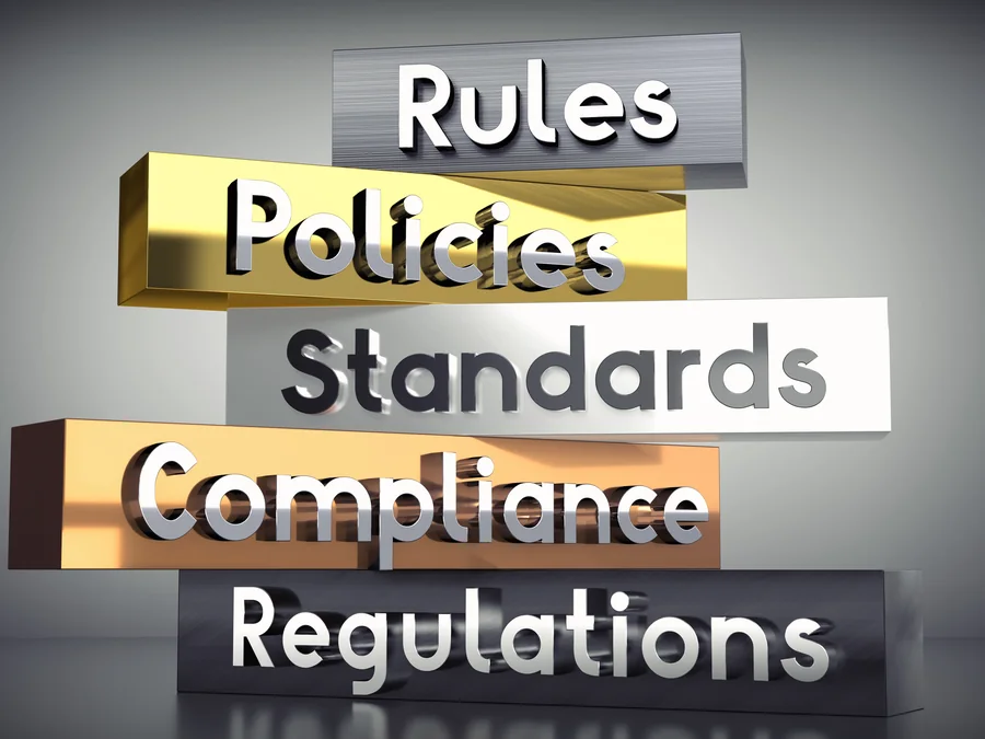 Rules, policies, standards, compliance, regulations